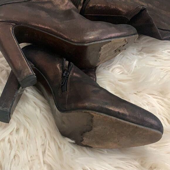AUTHENTIC PETER KENT‎ OVER THE KNEE BRONZE BOOTS SIZE 37 1/2 - Picture 3 of 13
